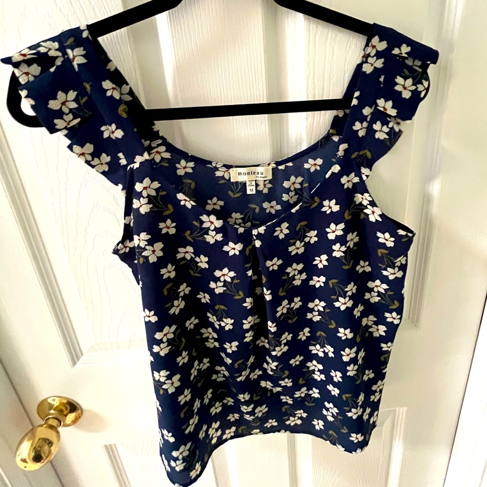 Monteau Blue/Navy Flowered Tank